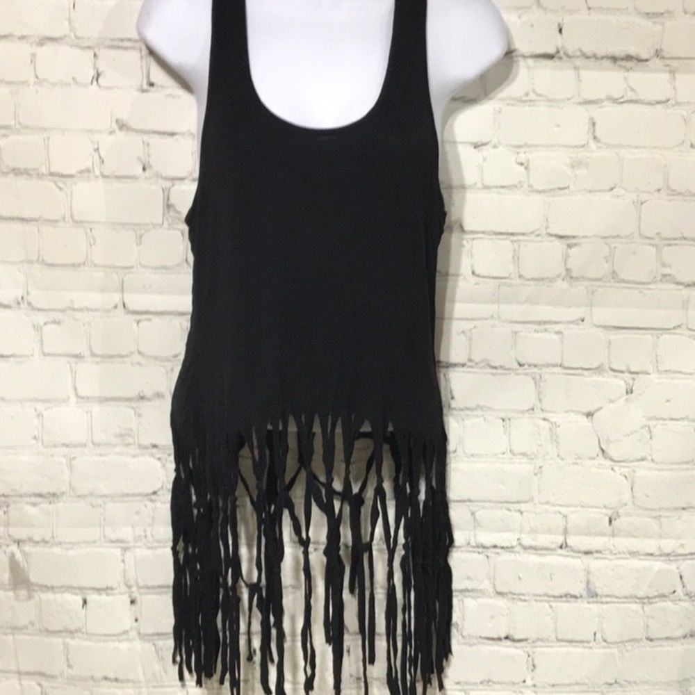Forever 21 Black Fringe Tank Top